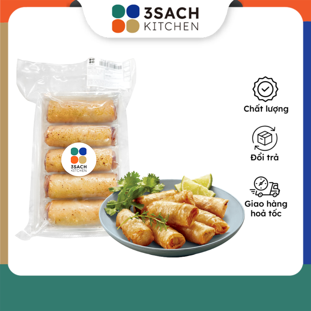 Chả Giò Tôm Thịt Chiên Sẵn 3Sach Kitchen (Phần 5 Cuốn)