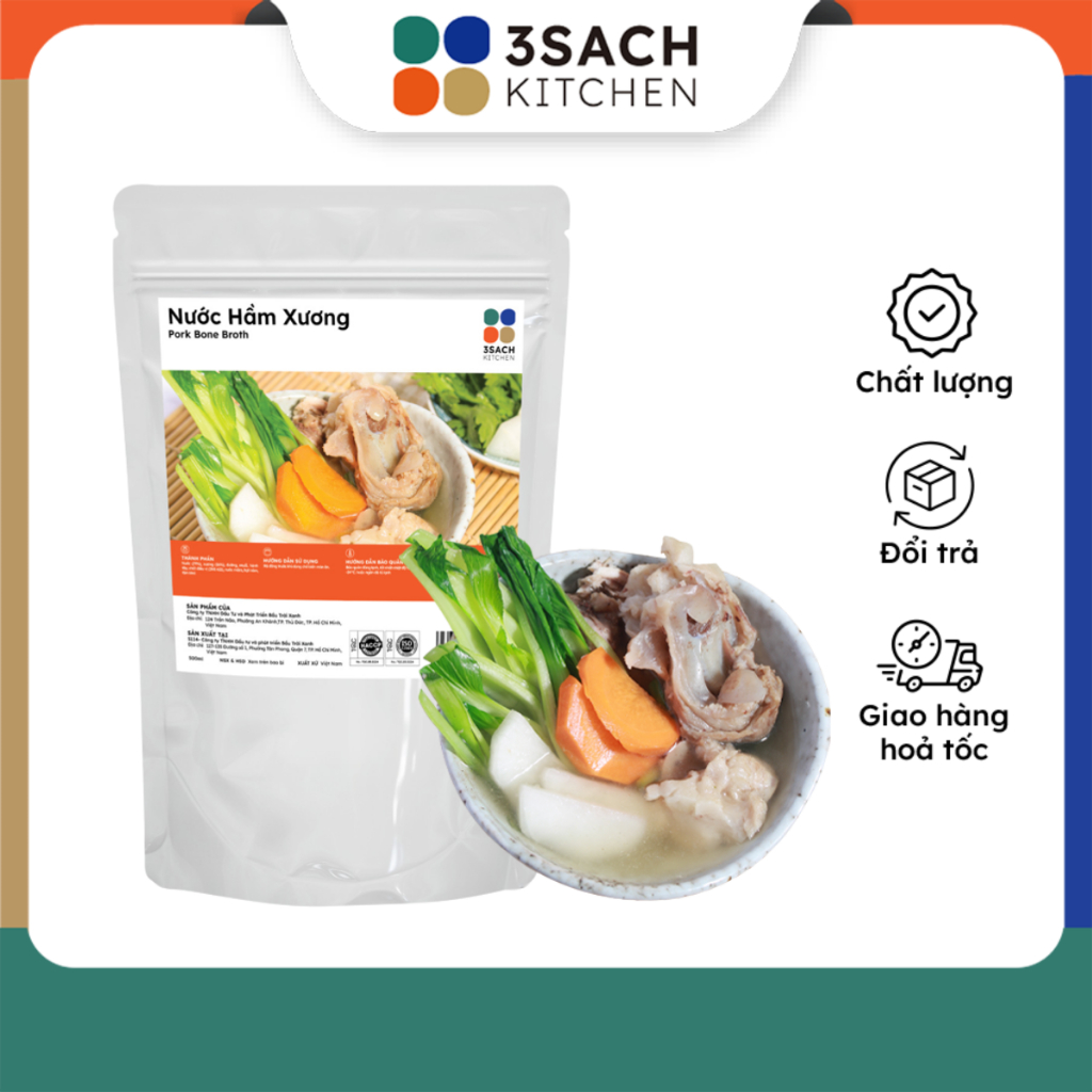 Nước Hầm Xương Heo 3Sach Kitchen (Túi 500Ml)
