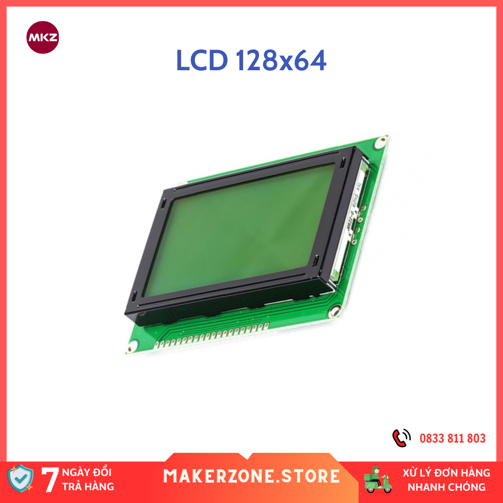 LCD Graphic 128x64 Xanh Lá (128x64 Graphic LCD)
