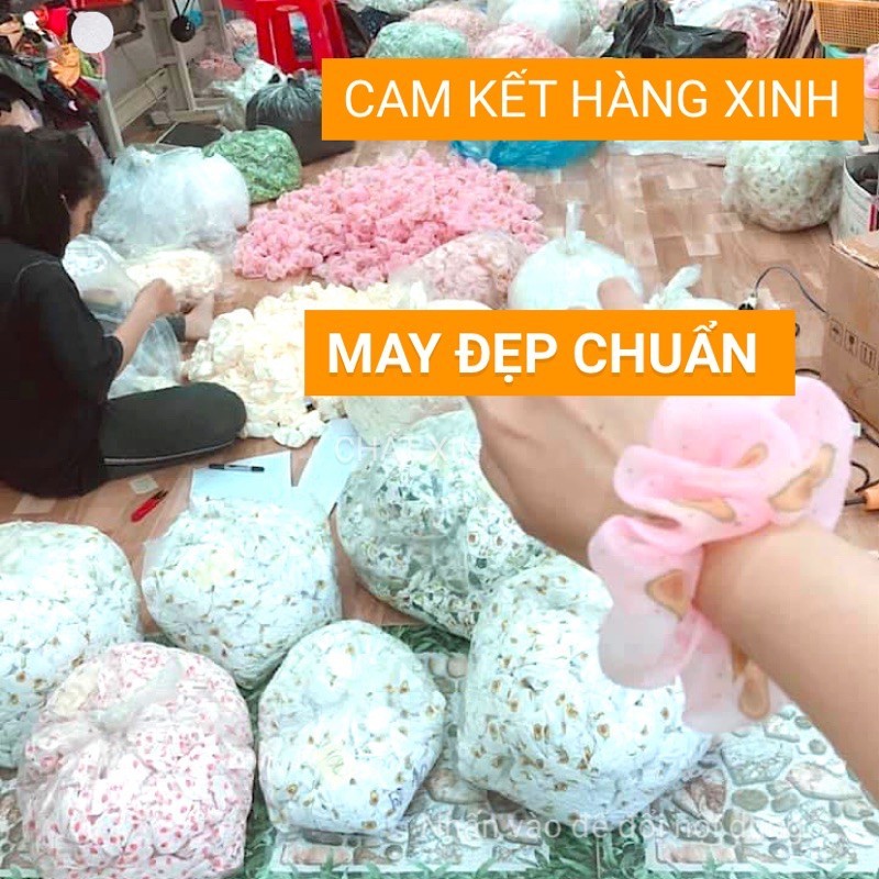 Combo 5 dây đủ mẫu , màu Cột Tóc Scrunchies Vải Hoạ Tiết siêu rẻ