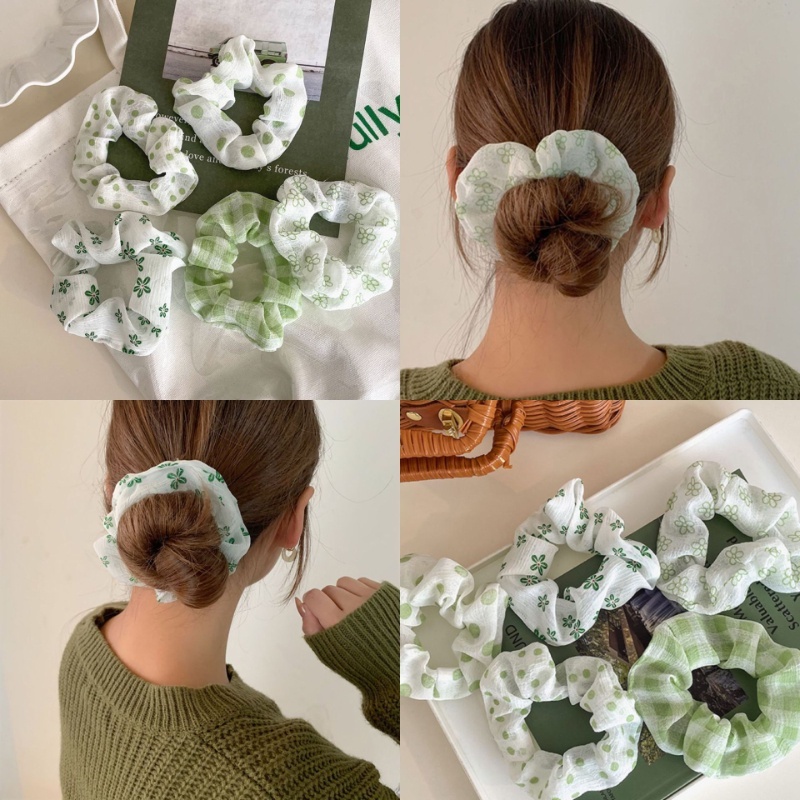 Combo 5 dây đủ mẫu , màu Cột Tóc Scrunchies Vải Hoạ Tiết siêu rẻ