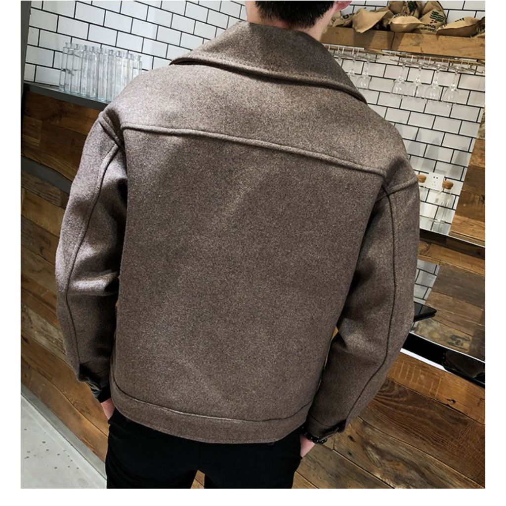 Áo Khoác Dạ Nam Dáng Ngắn Cổ Vest Phong Cách Thời Trang Lịch Lãm