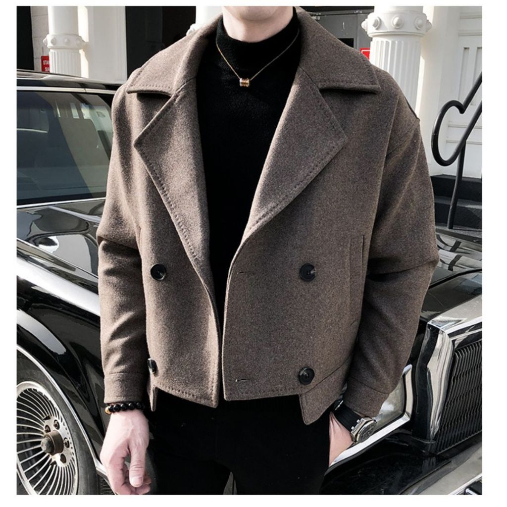 Áo Khoác Dạ Nam Dáng Ngắn Cổ Vest Phong Cách Thời Trang Lịch Lãm