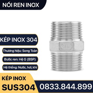 Kép Inox 304 Phi 34 42 49 60 Hai Đầu Ren Ngoài Inox - Inox Pipe Reducing Hexagon Nipple, Man Thu & Đều