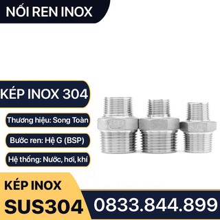Kép Thu Inox 21-13, 21-17 Hai Đầu Ren Ngoài Bằng Inox - Inox Pipe Reducing Hexagon Nipple, Man Thu & Đều