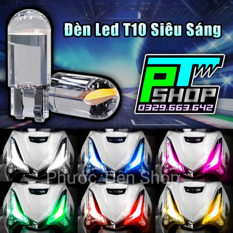 01 bóng LED T10 sáng tốt ĐÚC KÍNH như zin lắp mặt đồng hồ, demi, xi nhan xe FUTURE, RSX, WAVE 110