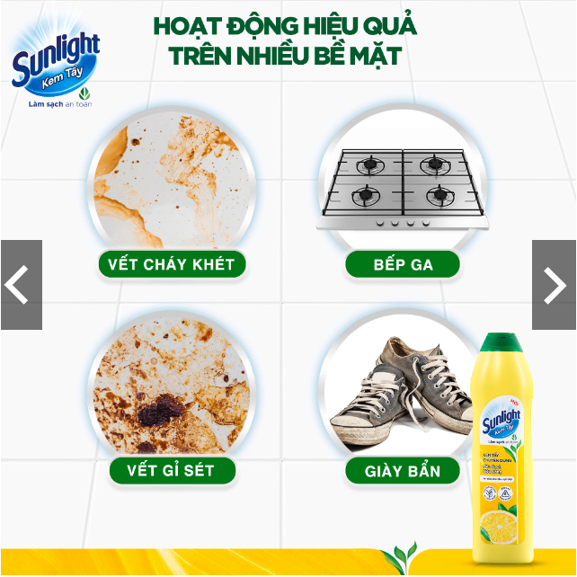 Kem tẩy chuyên dụng Sunlight tẩy sạch vết bẩn cứng đầu siêu sạch siêu sáng chai 690g