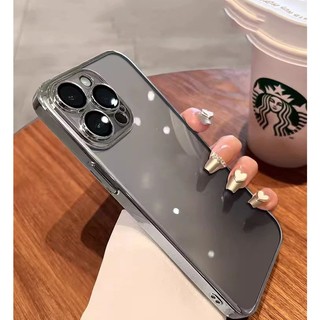 Ốp điện thoai màu xám bạc PC cứng chống ố kèm lens cho 15promax 15 pro 15 plus 15 pro max MinnCase
