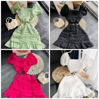 Sét Bộ áo tơ nhúng lưng kèm chân váy đuôi cá