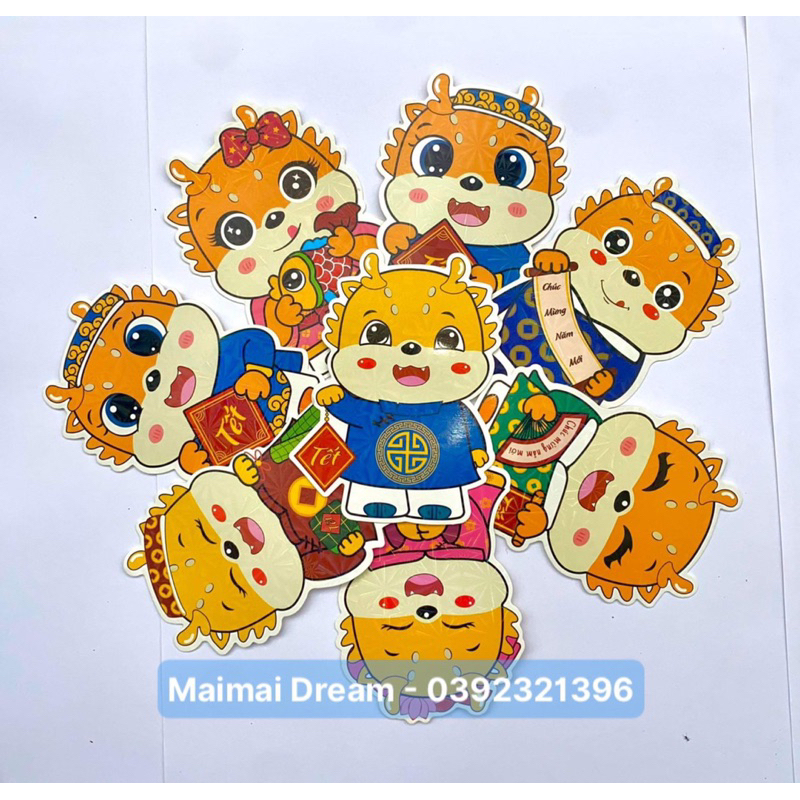 Combo 36 lì xì Tết 2024, lì xì Rồng Tết, lì xì Rồng Chibi