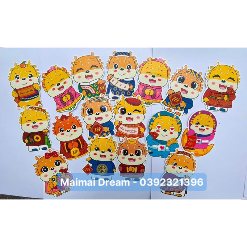 Combo 36 lì xì Tết 2024, lì xì Rồng Tết, lì xì Rồng Chibi