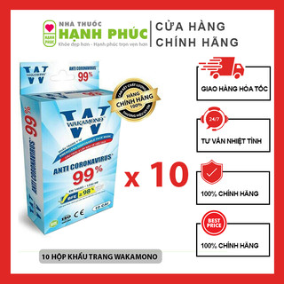 [COMBO 10 HỘP] Khẩu Trang Wakamono Việt Nam Chính Hãng 4 Lớp Hộp 10 Cái Người Lớn Sỉ Lẻ Toàn Quốc