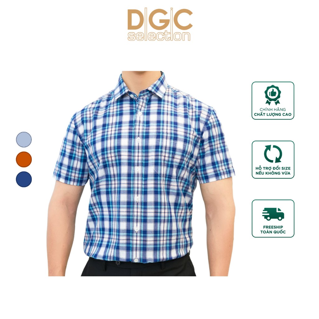 Áo sơ mi nam ngắn tay DGCs, họa tiết kẻ caro trẻ trung, chất Cotton thoáng mát thấm hút tốt SASNBB16M.