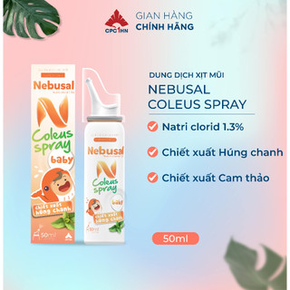 Xịt mũi NEBUSAL Coleus húng chanh giảm sổ, nghẹt mũi 50ml cho trẻ em và người lớn