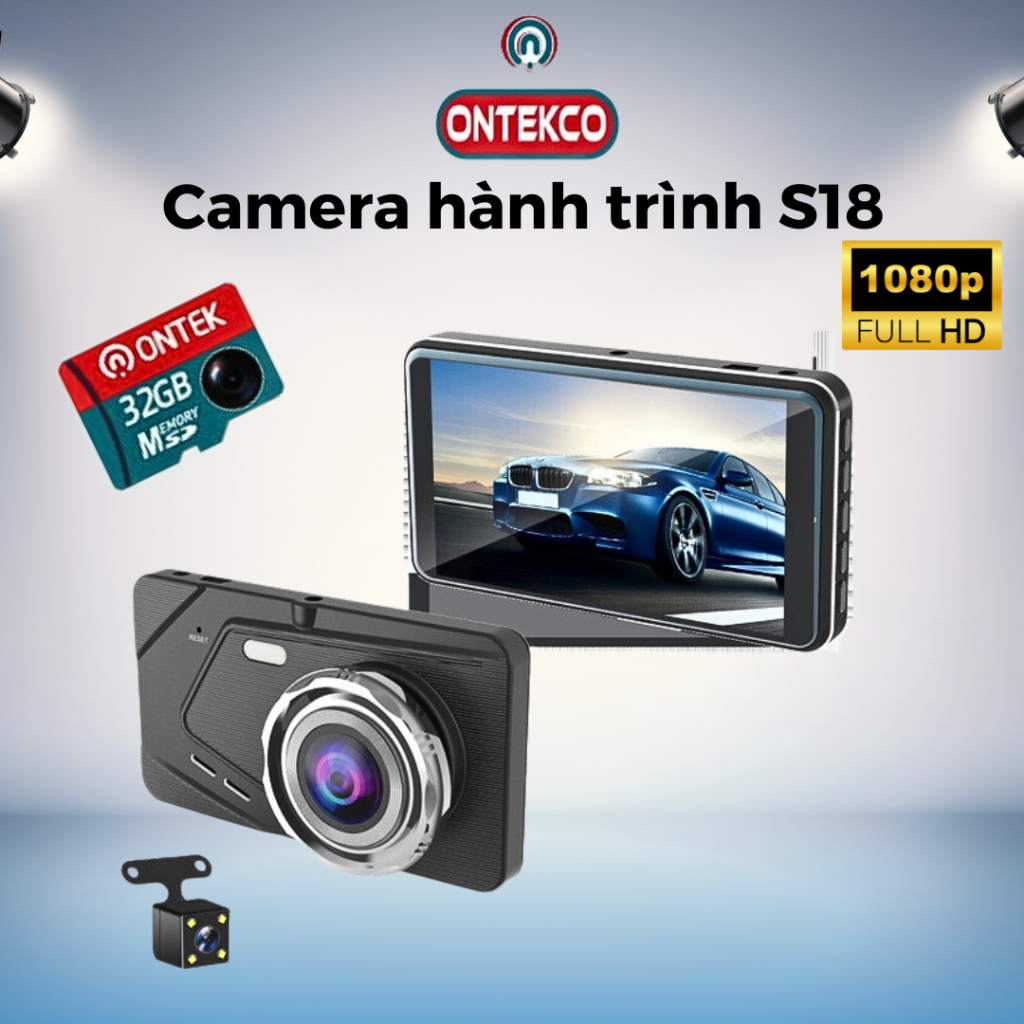 Camera Hành Trình BX50 | ONTEK S18 Ô tô trước sau full HD tích hợp 8 Đèn LED - 1080P