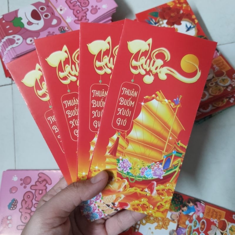 Bao Lì Xì - Phong Bì Đỏ Mừng Tân Xuân Giáp Thìn 2024 ( set 5 cái )