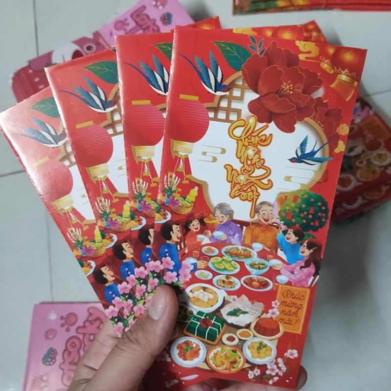 Bao Lì Xì - Phong Bì Đỏ Mừng Tân Xuân Giáp Thìn 2024 ( set 5 cái )