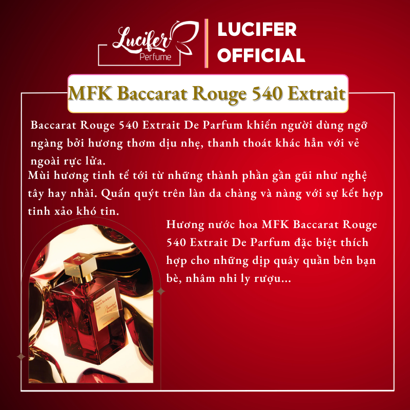 Nước hoa chiết MFK Baccarat Rouge 540 Extrait Nước hoa  nam nữ 10ml cao cấp hương cực cuốn thơm cực lâu