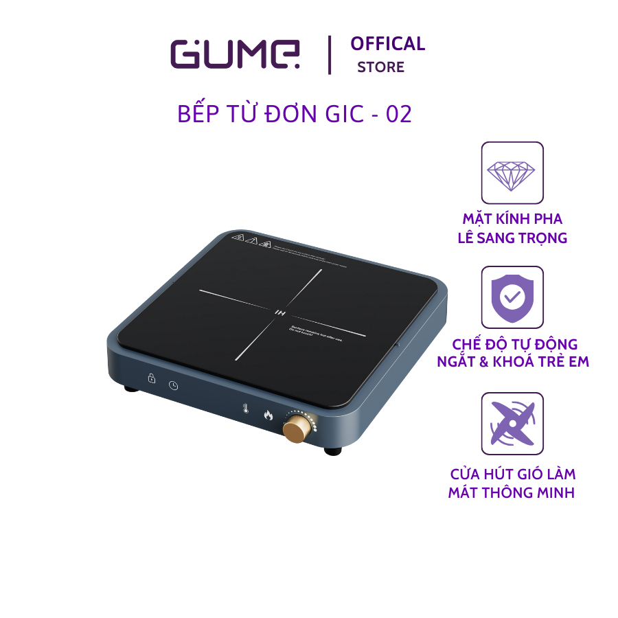 Bếp Từ Đơn Gume GIC LITE -02 Hàn Quốc, Công Suất Lớn 2000W, Bảo Hành 12 Tháng Chính Hãng
