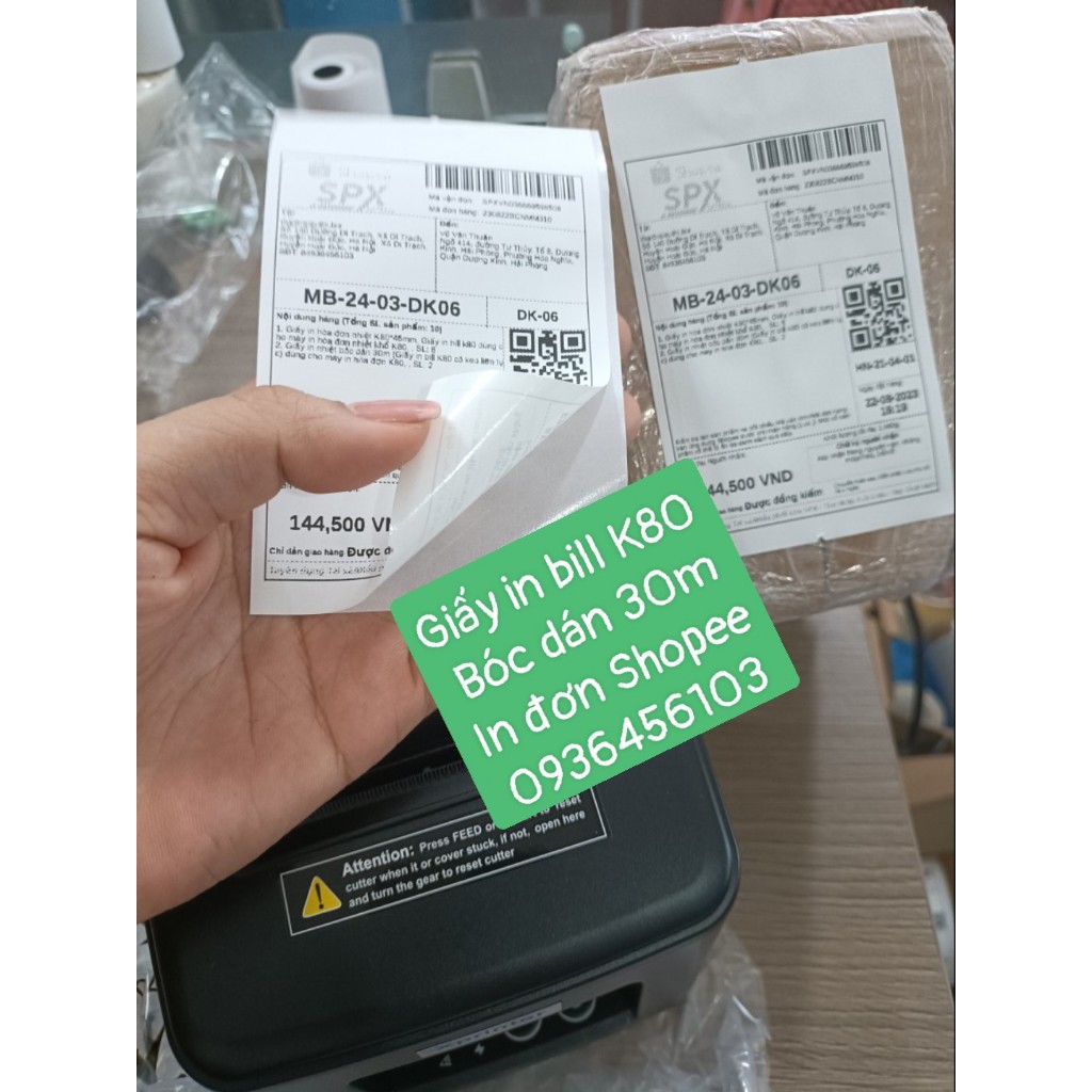Combo 10 cuộn giấy in bill K80 có keo liên tục 30m dùng cho máy in hóa đơn K80