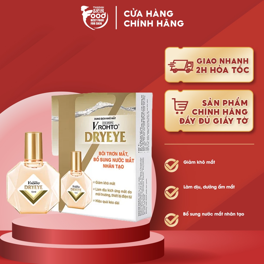 Dung Dịch Nhỏ Mắt Giữ Ẩm, Bôi Trơn Cho Mắt, Bổ Sung Nước Mắt Nhân Tạo V.Rohto DryEye 13ml