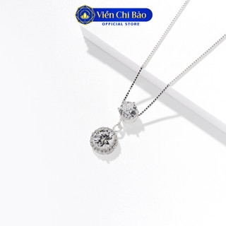 Dây chuyền bạc nữ mặt đá tròn chất liệu bạc 925 thời trang phụ kiện trang sức nữ Viễn Chí Bảo D400777