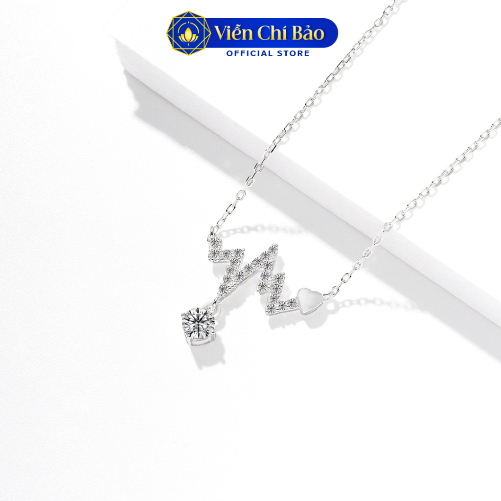 Dây chuyền bạc nữ nhịp tim đính đá bạc ta chất liệu S925 thời trang phụ kiện trang sức nữ Viễn Chí Bảo D400544x