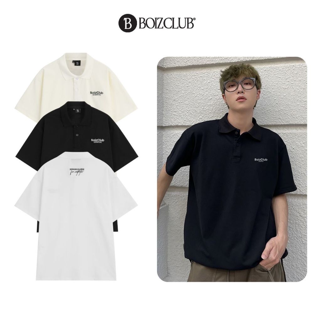 Áo Polo Oversize BOIZ CLUB Áo phông cộc tay có cổ nam nữ form rộng Local Brand