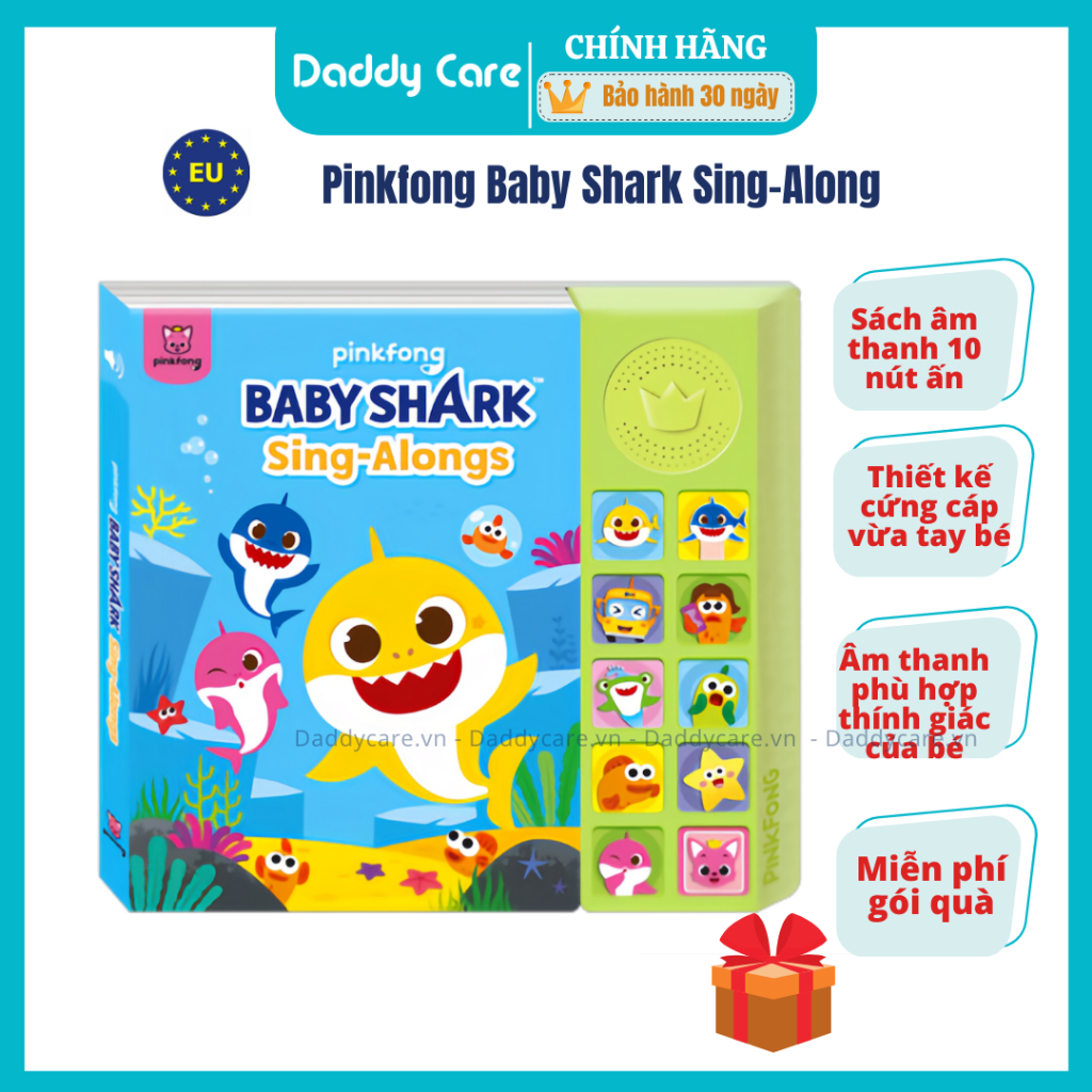 Sách nhạc âm thanh Pinkfong Baby Shark Sing Along, đồ chơi âm thanh cho bé 1,2,3,4,5 tuổi