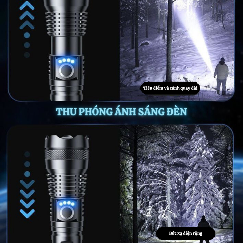 Đèn Pin Siêu Sáng HUTO XHP50 Cầm Tay Chống Nước Pin Khủng 26650