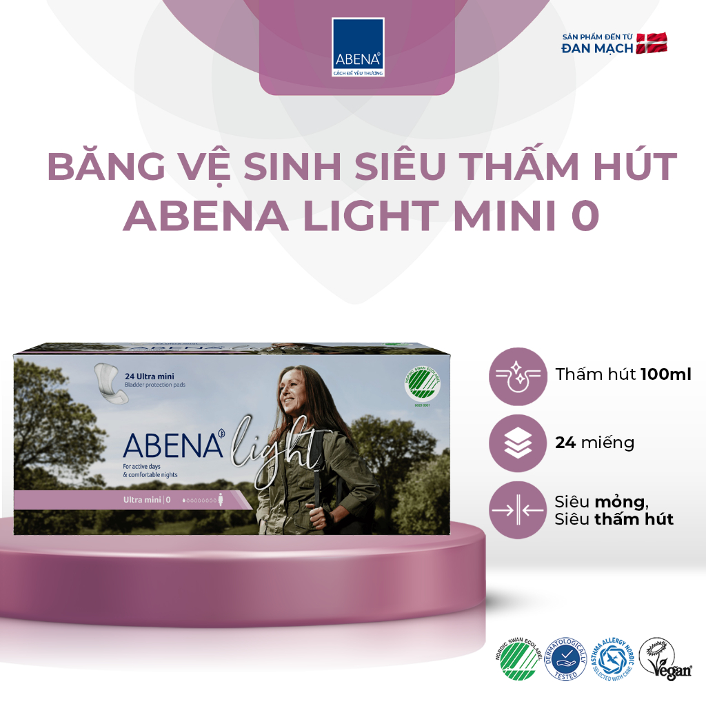 Băng vệ sinh hằng ngày Abena Light Ultra Mini 0 - Nhập khẩu Đan Mạch (Gói 24 miếng)