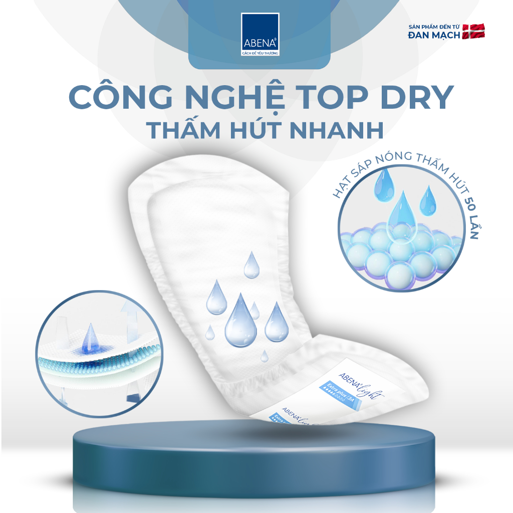 Băng vệ sinh siêu thấm hàng ngày Abena Light Extra 3, nhập khẩu Đan Mạch