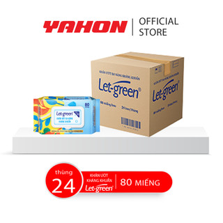 Thùng khăn ướt kháng khuẩn let-green, 80 miếng/bao, 24 bao/thùng