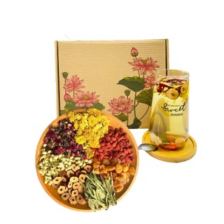 Trà dưỡng nhan 7 vị thảo mộc đẹp da, an thần dễ ngủ,thanh lọc mát gan,thanh nhiệt hộp 30 gói - VINATRÀ