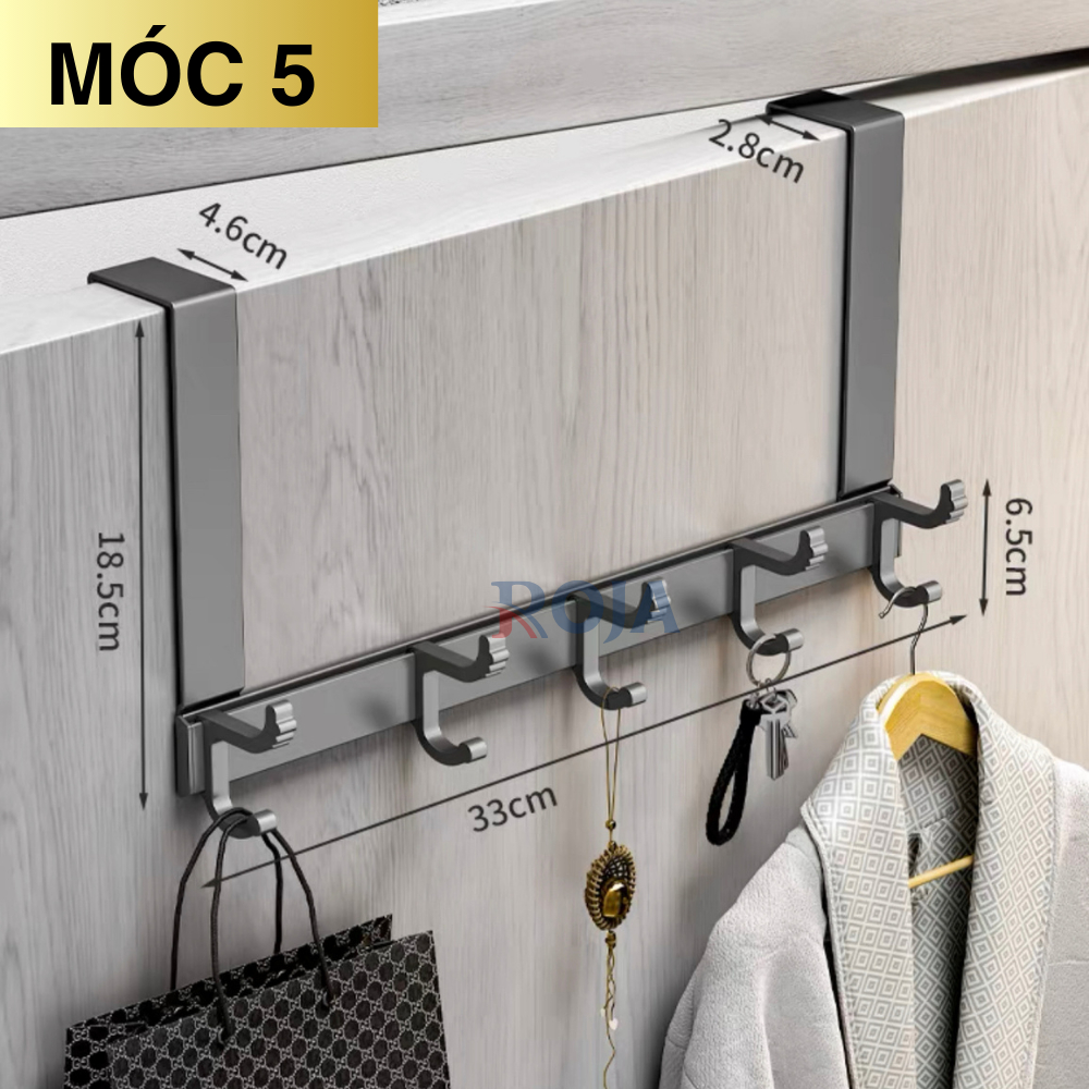 Móc Treo Đồ Đa Năng Móc Treo Sau Cửa Nhôm Không Gỉ Dán Tường Không Cần Khoan ROJA