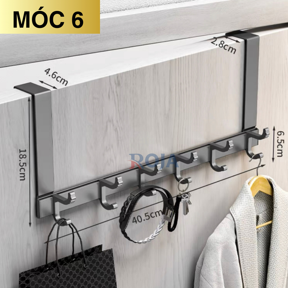 Móc Treo Đồ Đa Năng Móc Treo Sau Cửa Nhôm Không Gỉ Dán Tường Không Cần Khoan ROJA