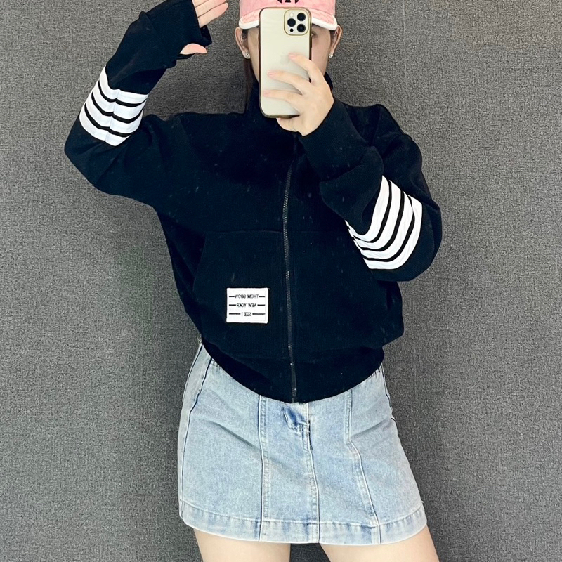 AKCC01_Áo Khoác Nữ Lửng Phom Dơi Hàng Cao Cấp_Khoá Kéo Cao 4 Túi Chất Vải Nhung Gân To Thông Hơi_Phom 50-62kg