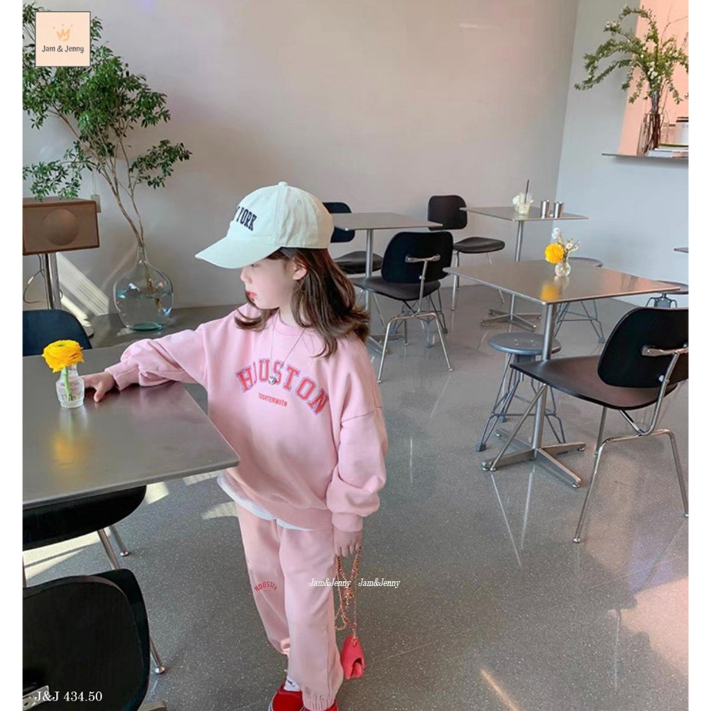 Bộ nỉ bé gái Jam & Jenny hồng Houston