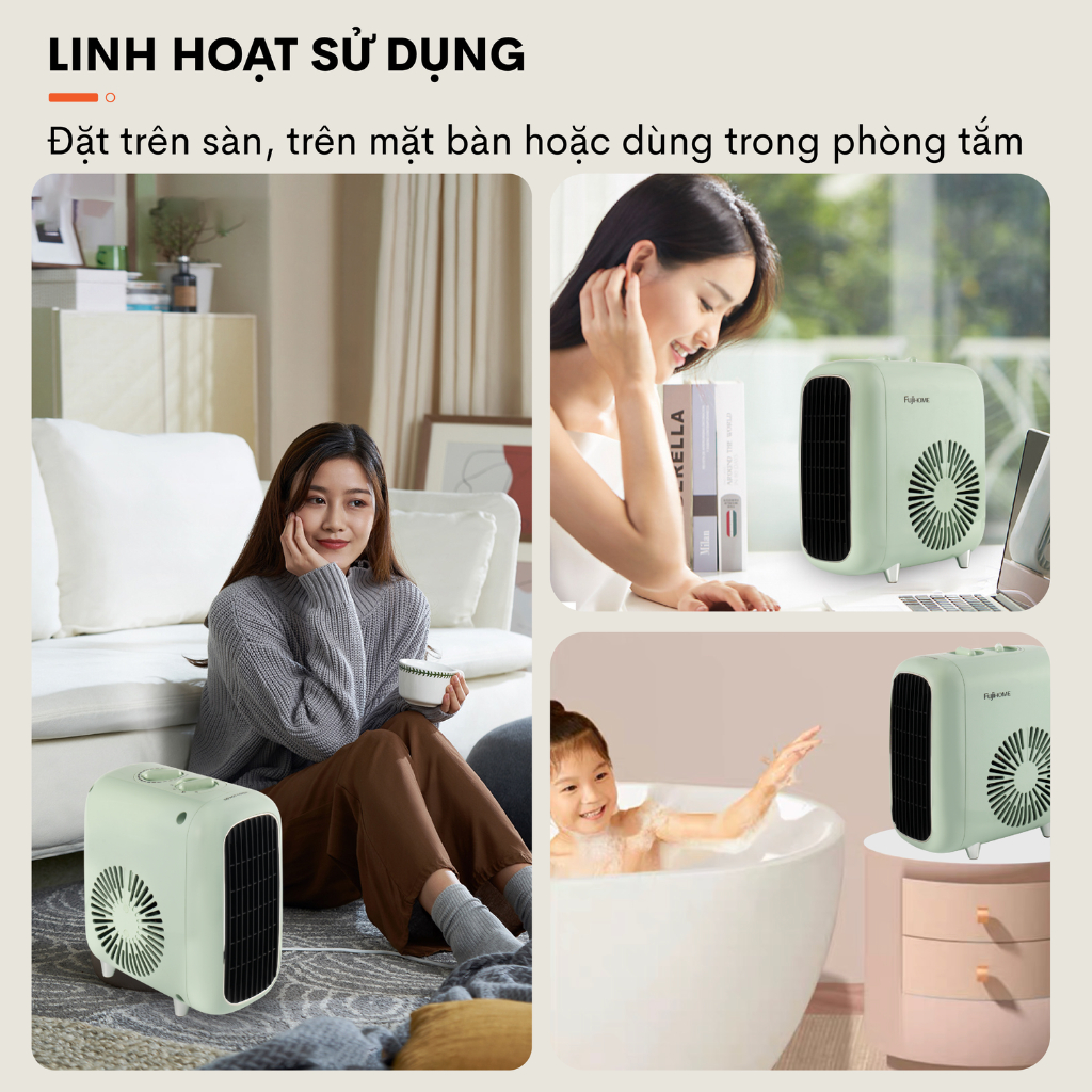 Quạt sưởi gốm Fujihome FH1200 công nghệ nhiệt gốm, không đốt cháy oxy, tự động ngắt khi quá nhiệt, bảo hành 12 tháng