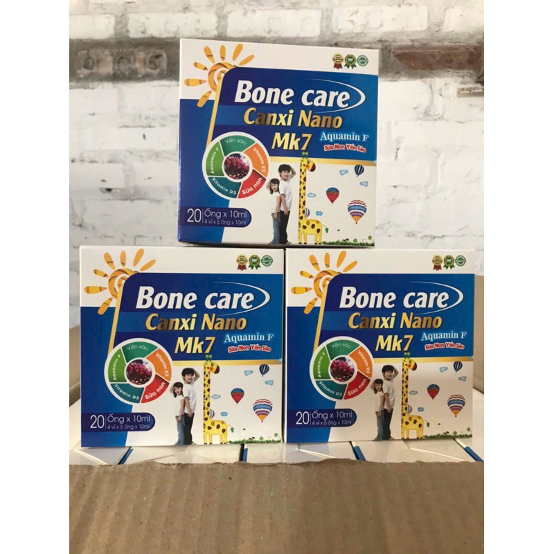 HỘP 20 ỐNG NHỰA 10ML BONE CARE CANXI NANO MK7 AQUAMIN F SỮA NON YẾN SÀO