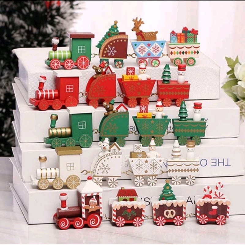 Xe Đồ Chơi Đoàn Tàu Xe Lửa Xe Trang Trí, Món Quà Xinh Phiên Bản Giáng Sinh, Marry Christmas, Noel Nhiều Màu Sắc