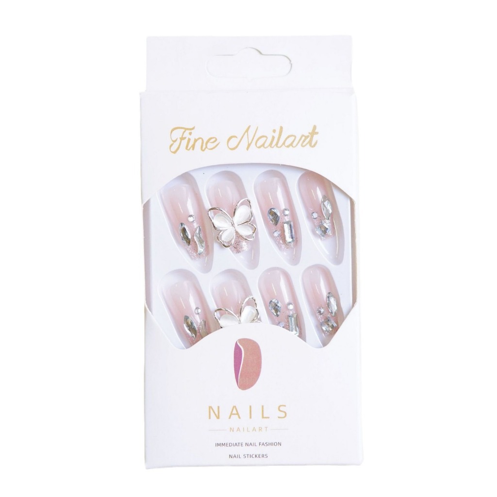 Nailbox, Móng tay giả dài đính đá, Bộ 24 móng tay giả đính đá kèm keo, Nail Xinh dự tiệc sang trọng, Shyn House Nail