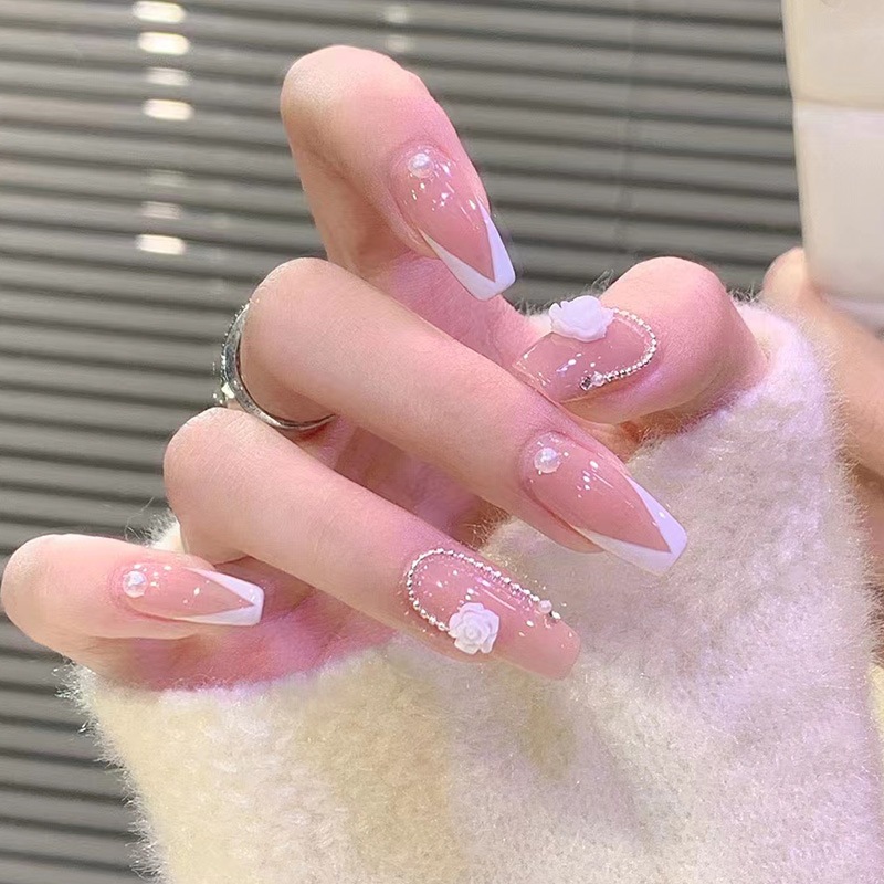 Nailbox, Móng tay giả dài đính đá, Bộ 24 móng tay giả đính đá kèm keo, Nail Xinh dự tiệc sang trọng, Shyn House Nail