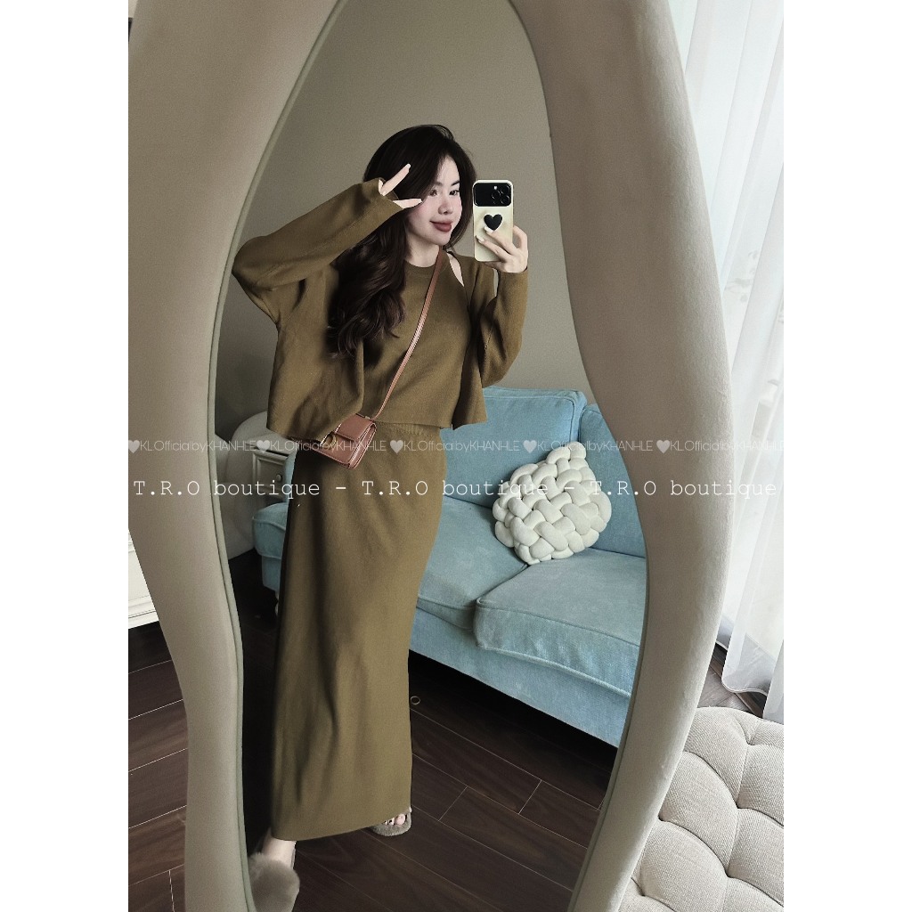 Set len 3 chi tiết áo yếm kèm cardigan chân váy dài hàng QCCC #540