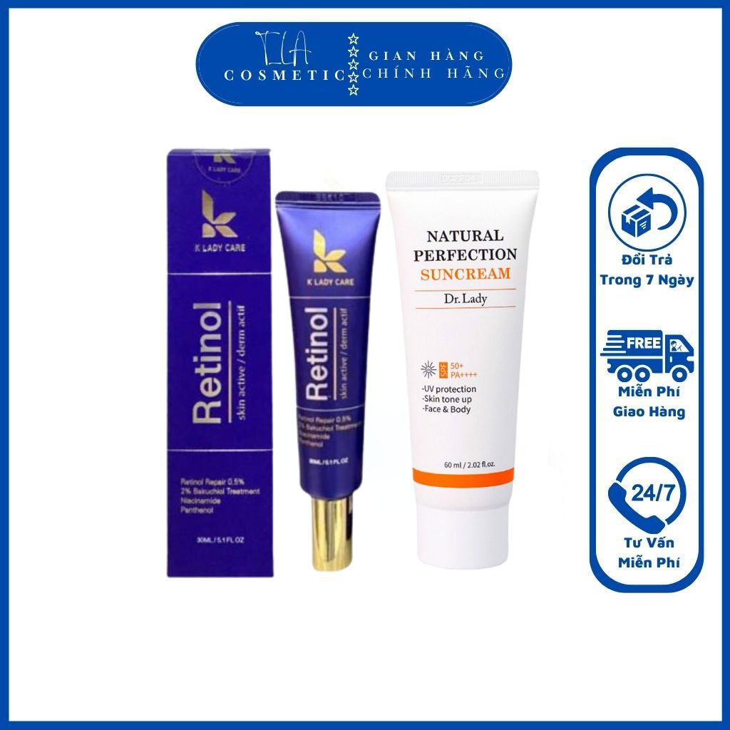 Combo Kem Dưỡng Retinol K Lady Care, Kem chống nắng Dr.Lady Suncream