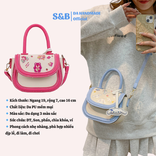 Túi tự đan S&B Handmade hình hoạt hình kitty dễ thương  da pu có video hướng dẫn làm quà tặng bạn gái