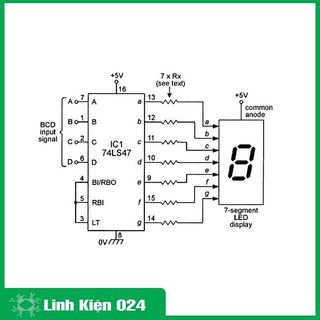 Ic chức năng 74LS47 điều khiển led 7 đoạn bằng mã BCD to 7-segment Decoder/Driver DIP16