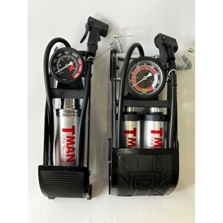  Bơm đạp chân USA Standard T-Man bơm xe máy ô tô phiên bản đồng hồ xịn   Hệ thống nút xả hơi 1 ống + Tặng 3 đầu bơm   