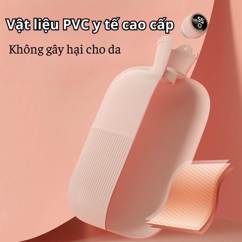 Túi Chườm Bụng Kinh, Túi Chườm Nóng Lạnh 500 ML Có Đồng Hồ Hiển Thị Nhiệt Độ, Làm Ấm Giảm Đau Bụng Ngày Dâu Bismart