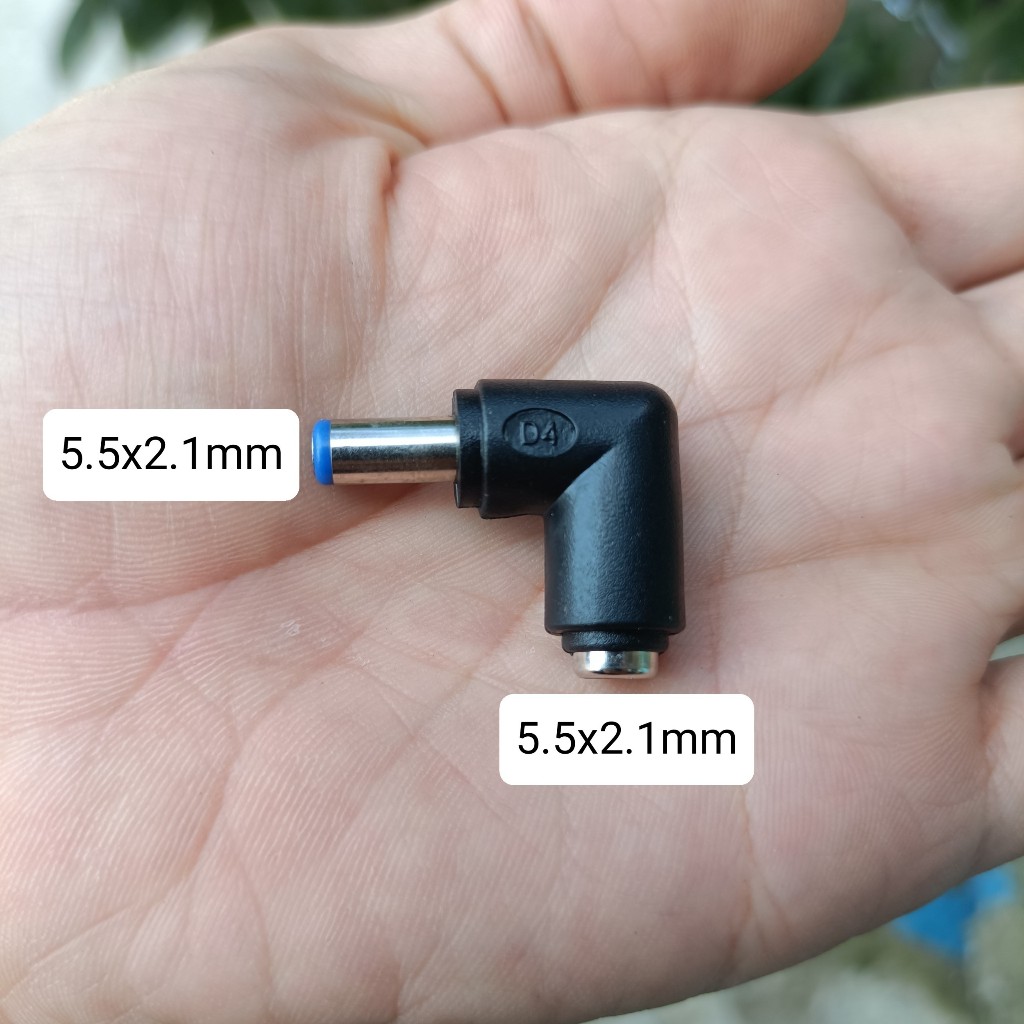 Đầu chuyển nguồn vuông góc 5.5x2.1mm sang 5.5x2.1mm và 5.5x2.5mm